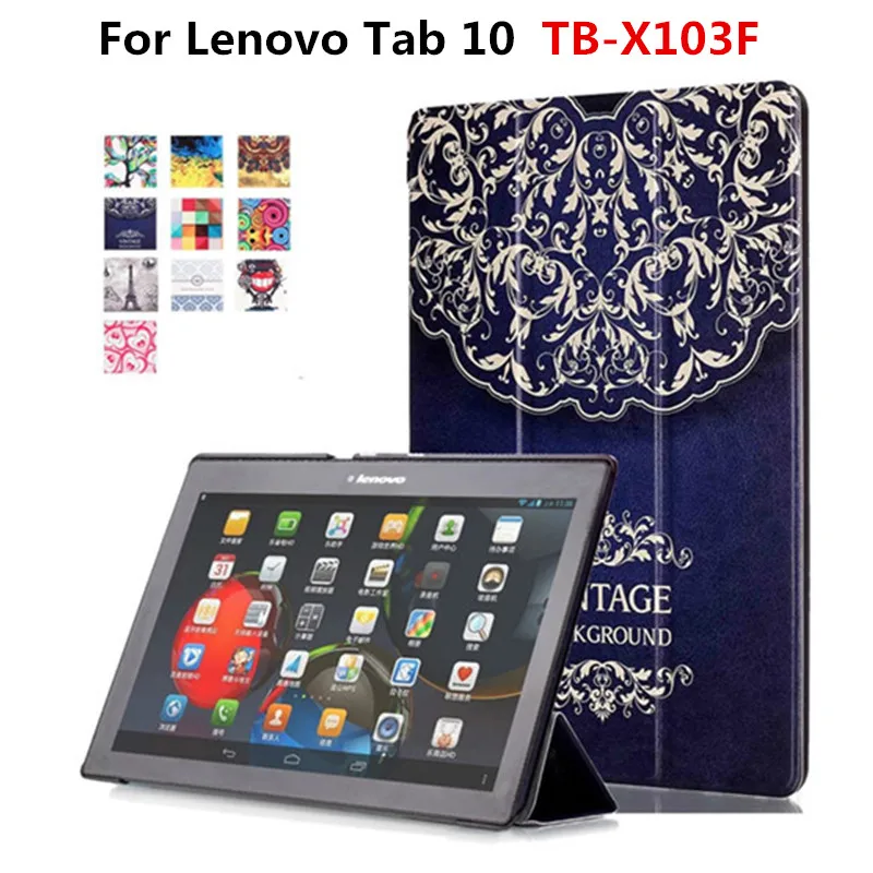 

For Lenovo Tab 10 TB-X103F X103F 10.1'' Tablet Funda Cover Stand Case Colorful Painting PU Leather Protective Slim Cases