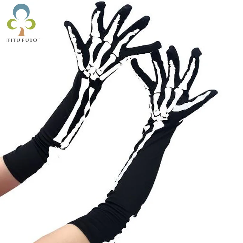 1pair Halloween Skeleton Gloves Long Ghost Gloves Hollowen Cosplay