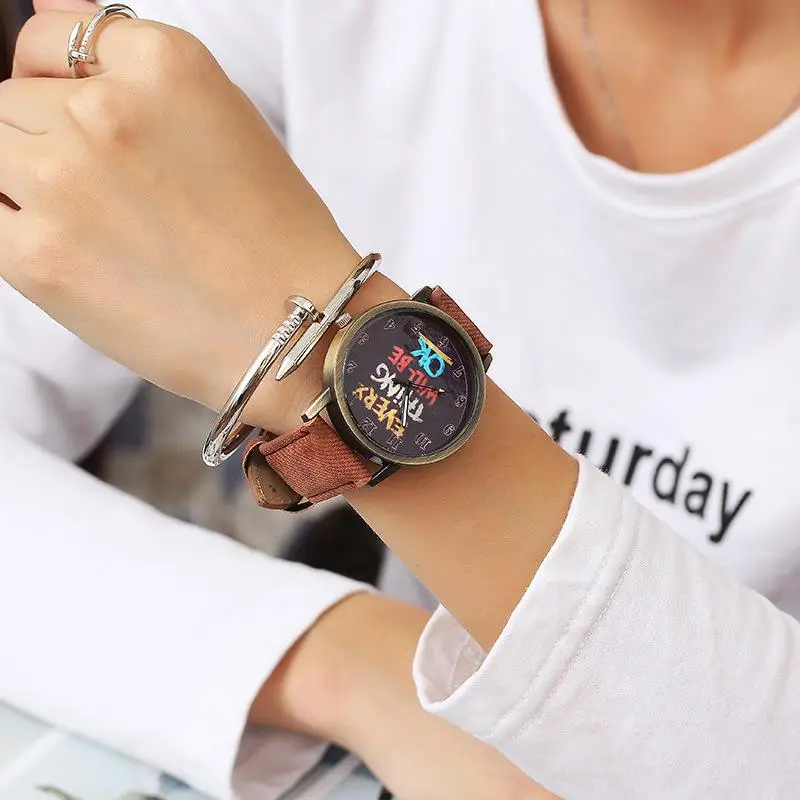 Уникальные стильные уличные часы Artisc в стиле панк для женщин и мужчин, повседневные наручные часы, цветной ремешок, часы унисекс, женские студенческие часы - Цвет: Brown
