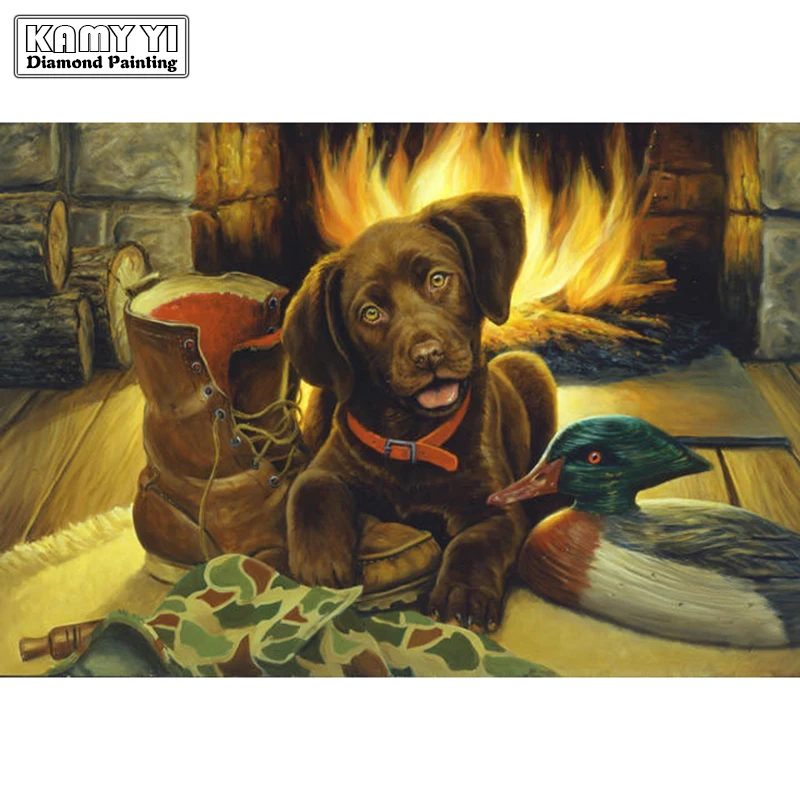 

Full Drill Square Diamond 5D DIY Diamond Painting"Dogs and ducks "Diamond Embroidery Cross Stitch Rhinestone Mosaic Painting