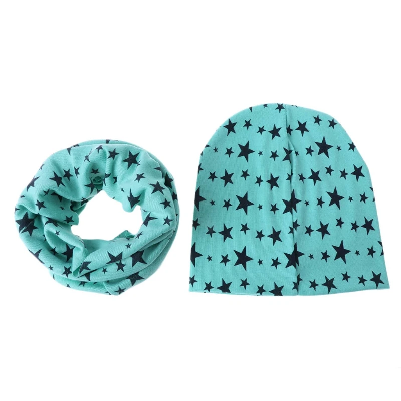 Комплект детской шапка-шарф с изображением пентаграммы для малышей зимняя теплая одежда для мальчиков и девочек - Цвет: Синий
