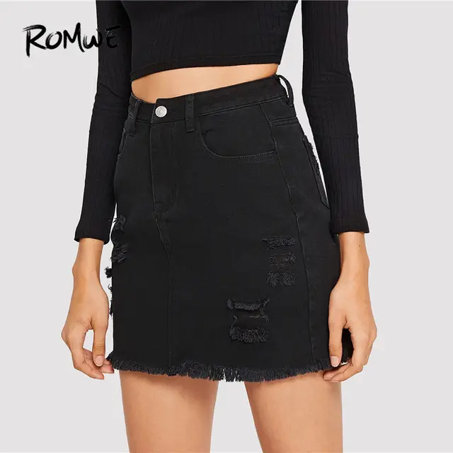 romwe denim skirt