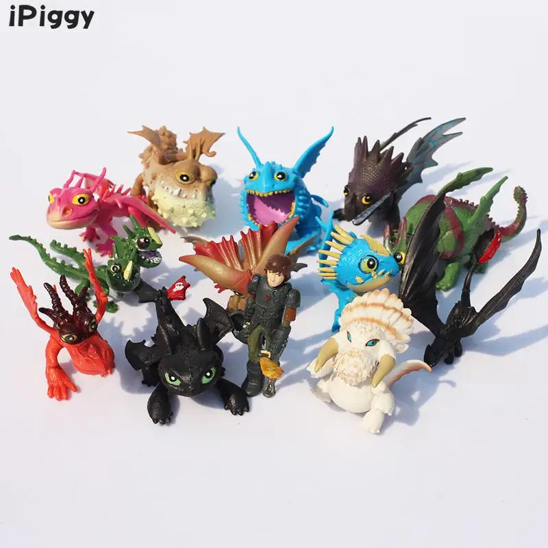 

iPiggy 1Set 13pcs/set 5~7cm How to Train Your Dragon2 PVC Action Figures Toothless Dragon Train Toy Night Fury Toothless Dragon