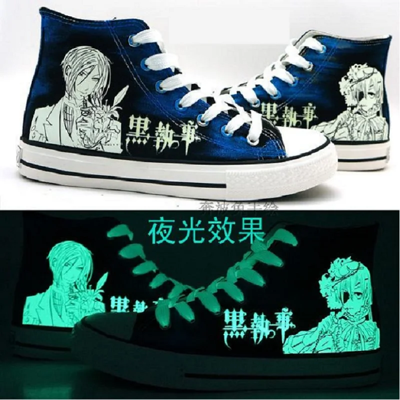 

High-Q Unisex Anime Cos Black Butler noctilucent Luminous plimsolls canvas shoes rope soled shoes