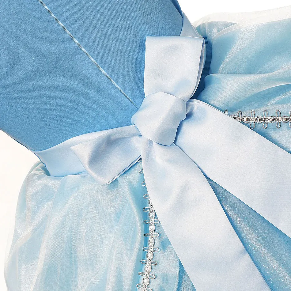VOGUEON, для маленьких девочек, платье Золушки синего цвета Наряжаться детская одежда с пышными рукавами Элегантный для выпускного вечера платье День рождения девочки костюм принцессы
