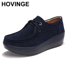 Hovinge из натуральной кожи; женские туфли на платформе Весна на шнуровке Женские туфли-лодочки шипы на подошвах мокасин; не скользкая Женская Повседневное обувь