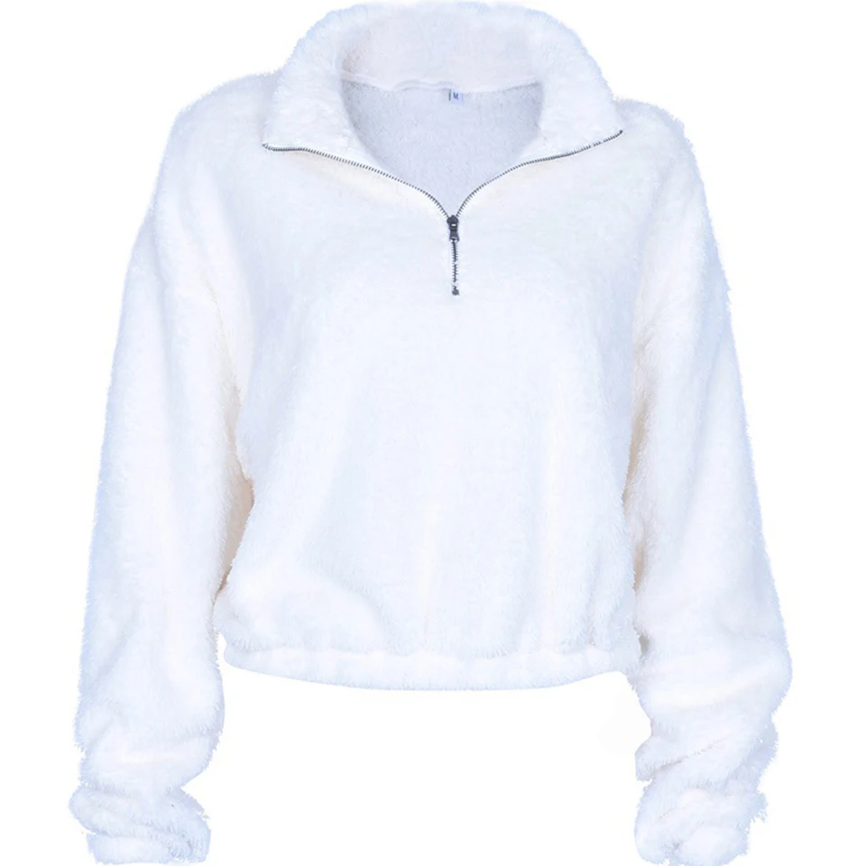 Womens Plain Zip up Fleece Hoodie With White Zip & Laces Sports Sweatshirt Lot 