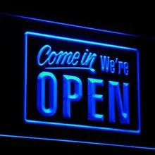 I001 мы открыты кафе-бар Дисплей светодиодный неоновый Световой значок кнопки вкл/выкл 20+ Цвета 5 размеров