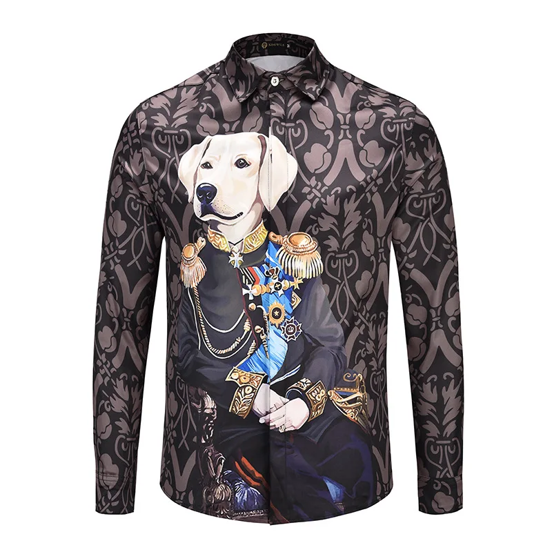 Новинка 19ss мужские цифровые 3D общие модные хлопковые повседневные рубашки для собак рубашка высокого качества с карманами и длинными рукавами Топ S 2XL# H6