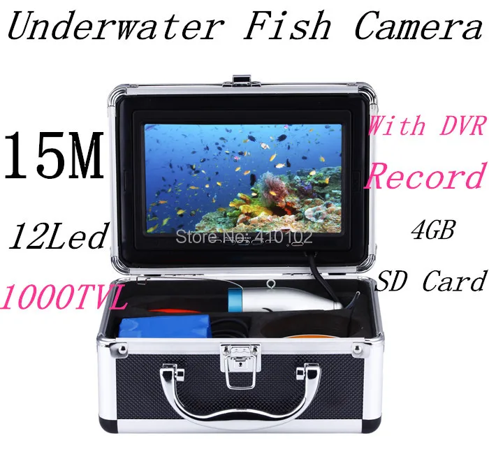 

2015 New 1000TVL 12pcs White LED 7" TFT Color LCD Underwater Fishing Camera With DVR Record Video 15M Cable