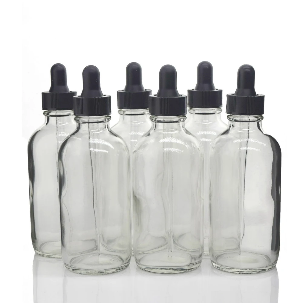 6pcs 4 Oz Clear Glass Dropper Bottle w/ glass eye dropper pipette 120ml