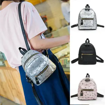 

PU Leather Mini Zipper Backpack Casual Shoulder Bag Women Ladies Travel Tote