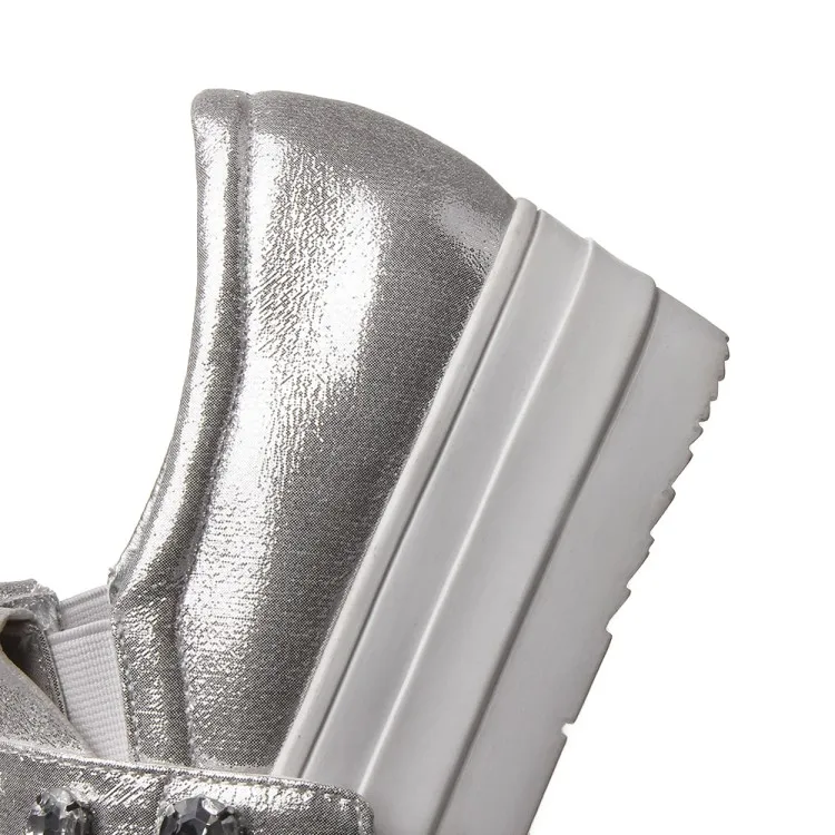 2018 NEW Women Easy White Silver Shoes PU Leather Flats Slip On Loafers Crystal Tassel  Female Light Sneakers Women Size 31-43 (2)