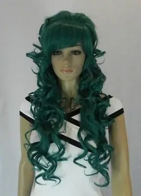 

Hot Sell!heat Party hair Free shipping**** NEW WIG COSPLAY HEAT GREEN LONG CURLY WOMEN'S FULL WIG