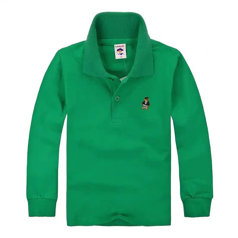 childrens long sleeve white polo shirts