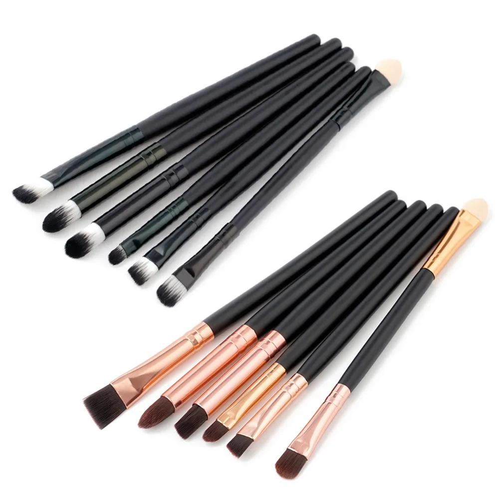 

ELECOOL 6Pcs Eye Shadow Makeup Brushes Kit Soft Eyeshadow Eyeliner Eyebrow Cosmetic Make up Brush Set With Black Wooden Handle