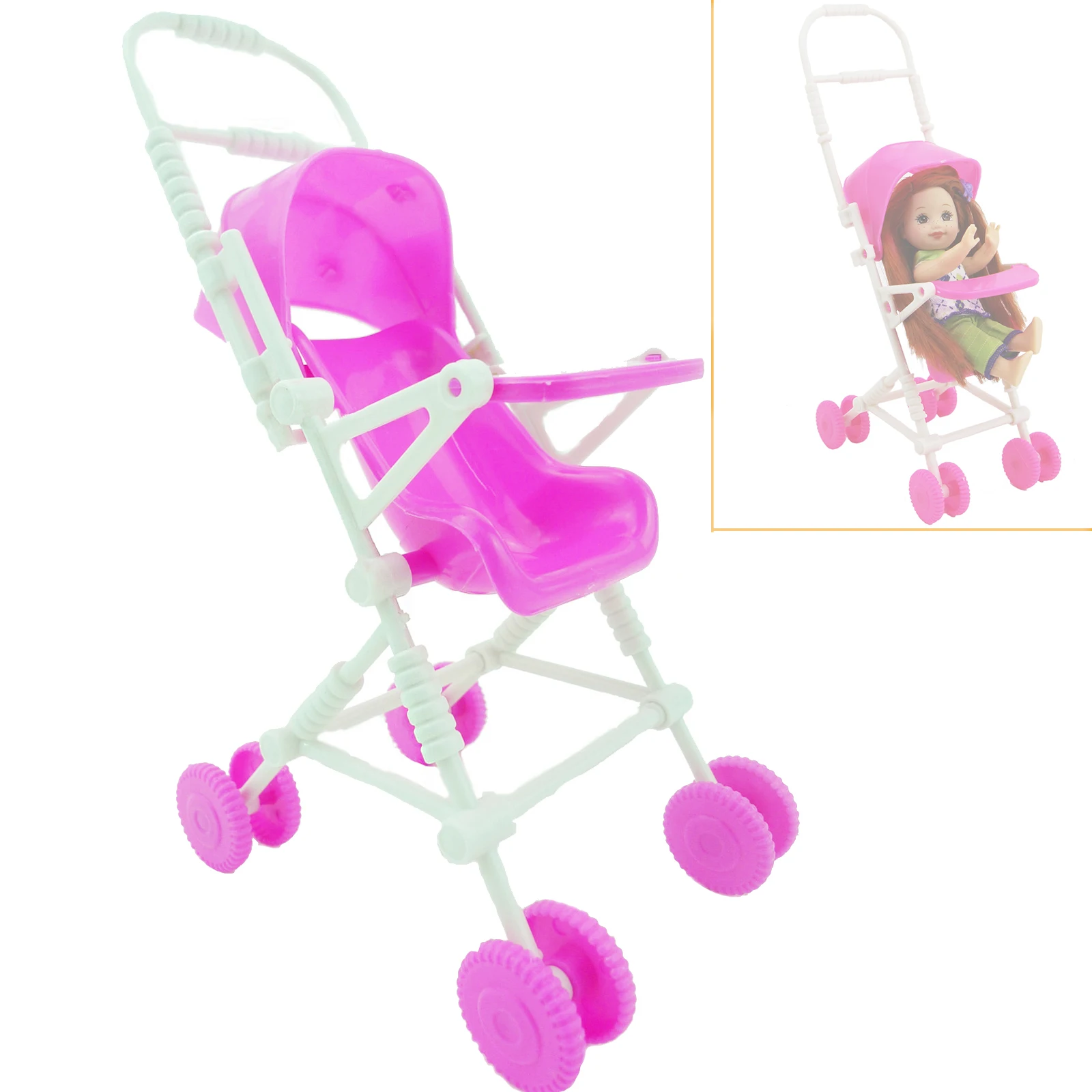 1 Set Pink Assembly Baby Stroller Trolley Nursery Furniture Toys