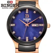 Швейцарские Binger керамические наручные часы мужские модные кварцевые часы Стразы Часы для влюбленных водонепроницаемые B-8007-8
