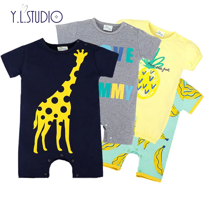 

Baby Rompers Summer Style Baby Boy Girl Clothing Infant Rabbit Short Sleeve Clothes Giraffe Kid Clothes Jumpsuit Newborn Letter