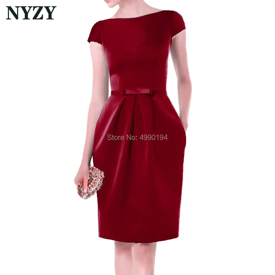 in pocket satin cocktail dress