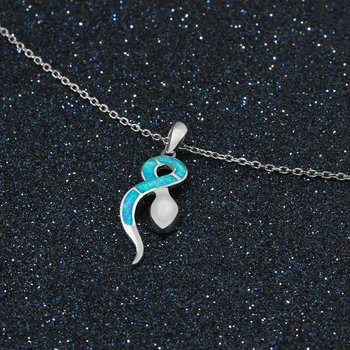 

S925 sterling s-ilver sea blue cute small snake pendant necklace woman personality fashion jewelry