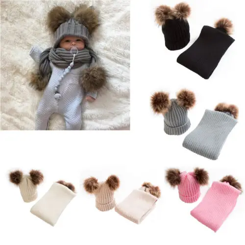 

Cute Toddler Kids Baby Infant Winter Warm Crochet Knit Hat Beanie Cap Scarf