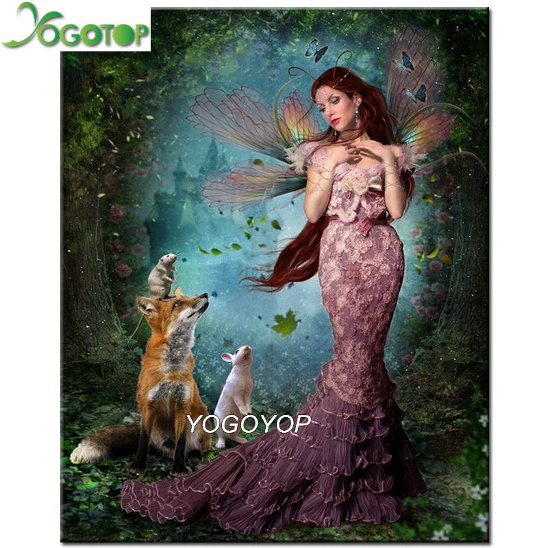 

YOGOTOP Diy Diamond Painting Cross Stitch Full Diamond Embroidery beauty Fairy and fox 5D Diamond Mosaic Handicrafts Decor VD482