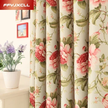 

Europe Semi-shading Home Decor Rural Floral Printed Curtains For Living Room Bedroom Window Treatment Drapes Kitchen Tulle
