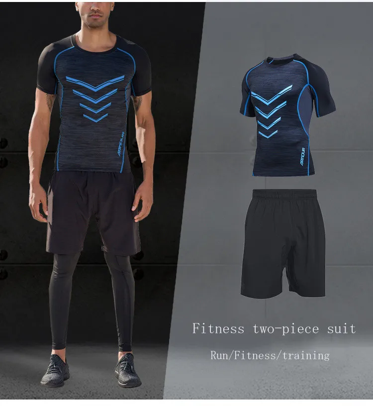 

2019 NEW running sport training for men male Fitness Athletic Quick Drying Elastic T-shirt Short Sleeve Clothing