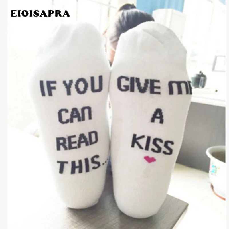 

[EIOISAPRA]"IF YOU CAN READ THIS GIVE ME A KISS" Word Socks English Funny Socks Women Japan Reto Harajuku Style Calcetines Mujer