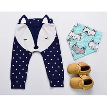 Для маленьких мальчиков и девочек весной и осенью Лиса уши хлопок Большие PP Штанишки для малышей для младенцев детский в горох штаны с рисунком Детские Штаны с высокой посадкой
