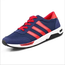 2016 Hot Men s Sports Breathbale Running Shoes Upper Rubber Sole Canvas Lace up Blue Black