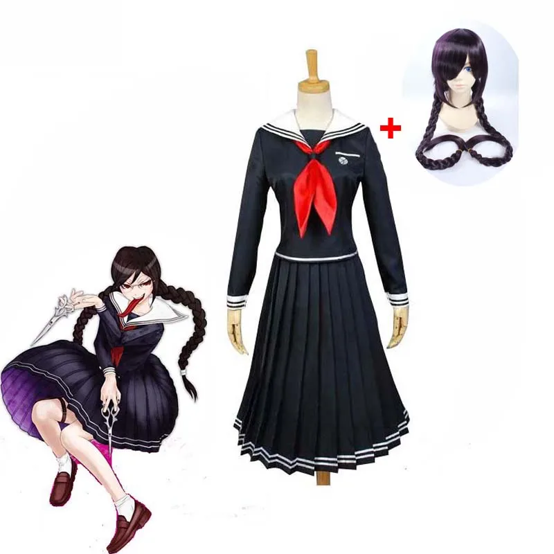 Comprar Caliente Anime Danganronpa Dangan Ronpa 2 Fukawa Toko Cosplay disfraz mujer chica escuela uniforme Halloween fiesta disfraz envío gratis