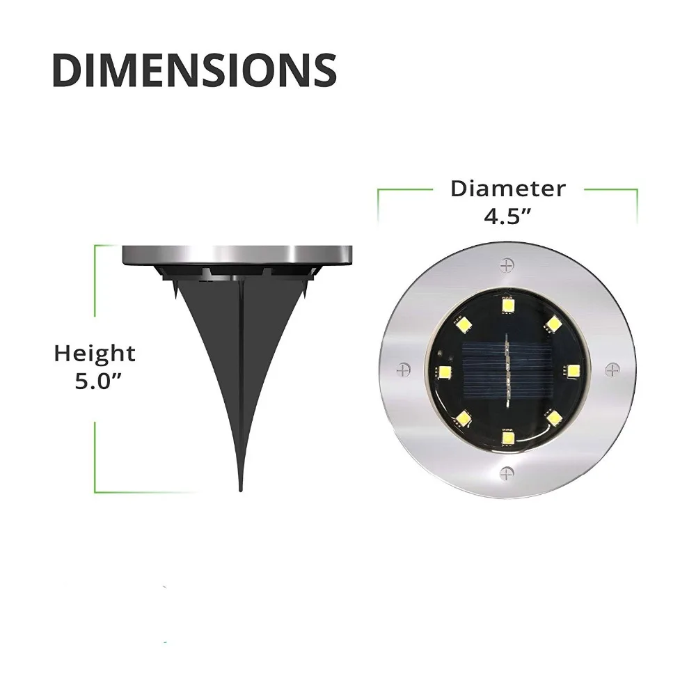 12 шт. в упаковке, солнечный светильник s 8, светодиодный светильник на солнечной энергии, наземный светильник, наружная дорожка, садовый настил, подземные лампы