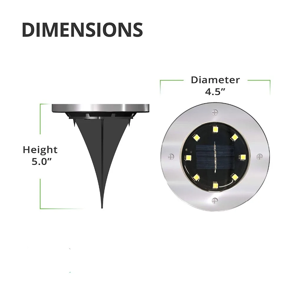 Caminho ao ar Led de Energia Luz à Terra Pacote Solar Caminho Luzes 8 Enterrado Lâmpada Livre Jardim Decking Lâmpadas Subterrâneas 12 3 lâmpada caminho ao ar livre jardim decking lâmpadas subterrâneas