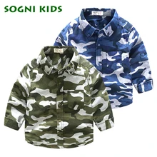Рубашки для мальчиков и девочек в британском стиле, новинка года, школьная рубашка с длинными рукавами в стиле милитари и камуфляжным принтом, детская одежда на весну и осень