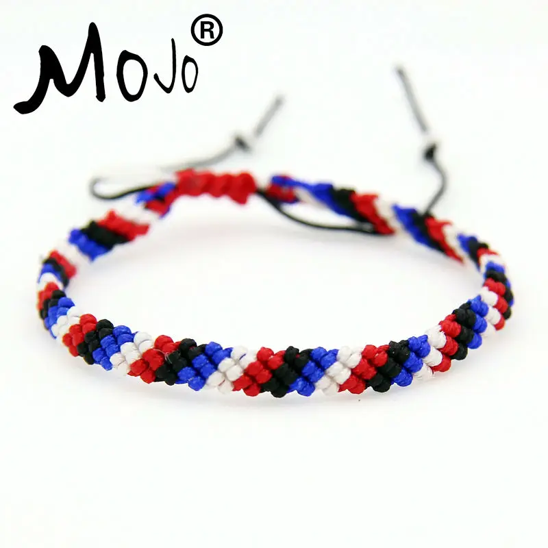 Mojo 2pcs Handmade Trendy Bohemia Summer Russia Flag Friendship Woven Bracelet for Women Men MJ-WBR009D
