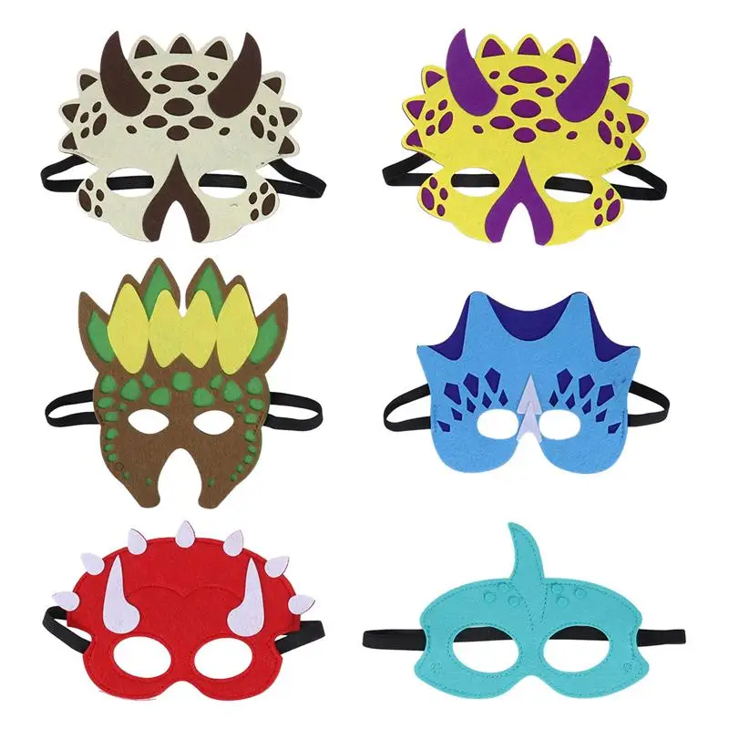 6 Pcs Dinosaur Party Masks Masquerade and Halloween Dinosaur Face Mask