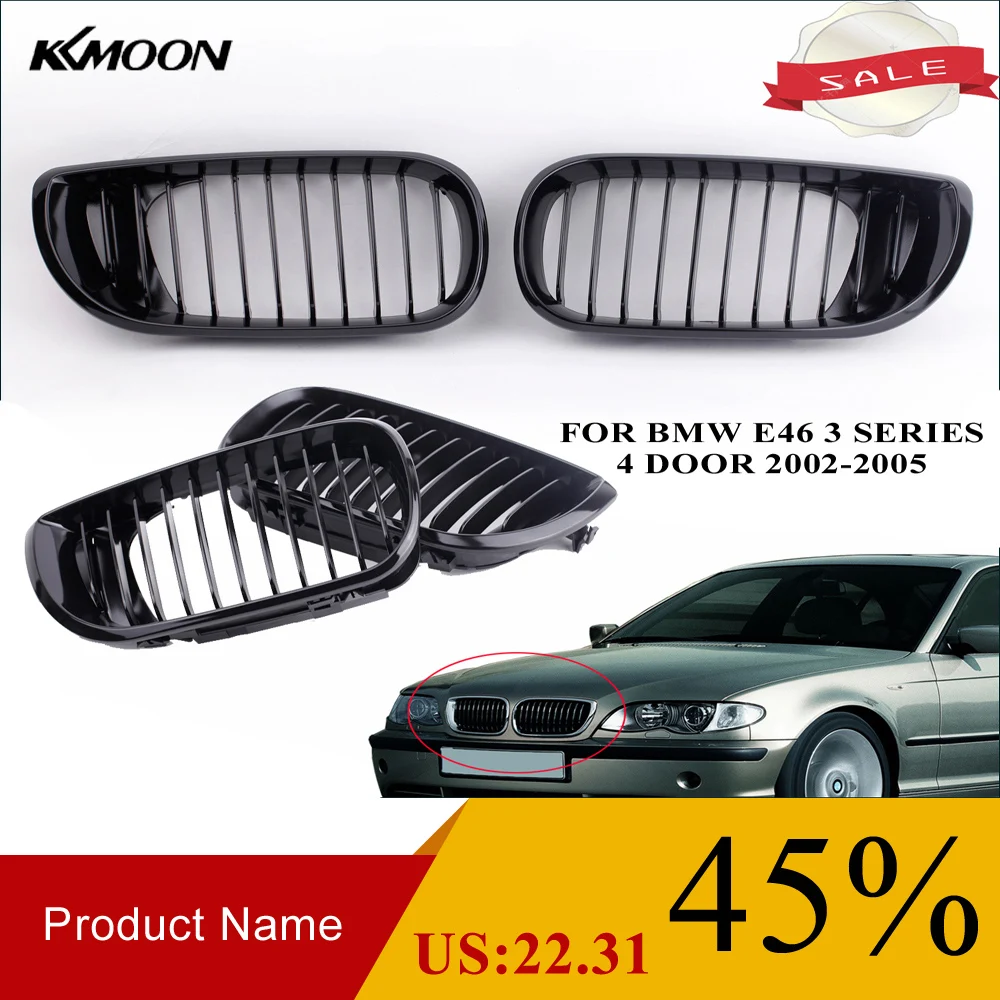 

2Pcs Car Gloss Black Car Front Kidney Racing Grille Grill for BMW E46 3 Series 4 Door 2002-2005 auto product car styling
