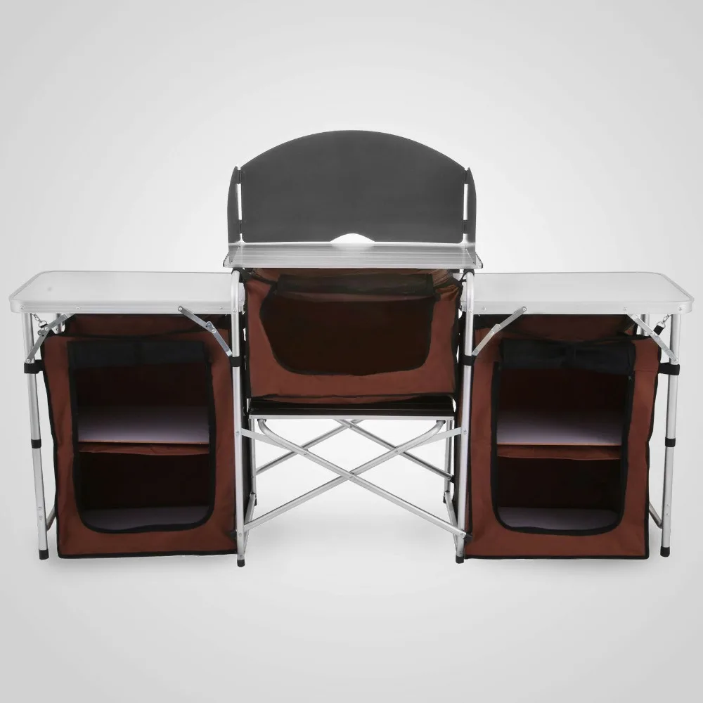

NEW Spacious Practical unit Camping Kitchen Picnic Cabinet Table Portable Folding Cooking Storage Rack