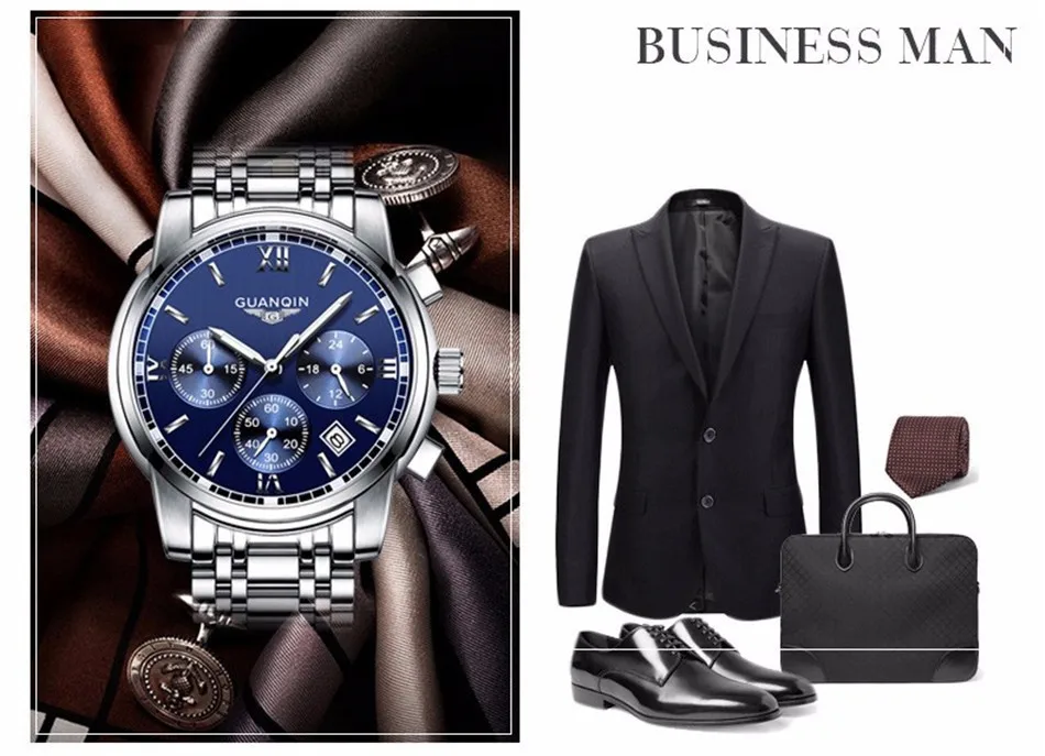 NEW GUANQIN Watch Men Quartz Watch Relogio Masculino Business Top Brand Chronograph Luminous Date Clock Men's Casual Wristwatch (19)