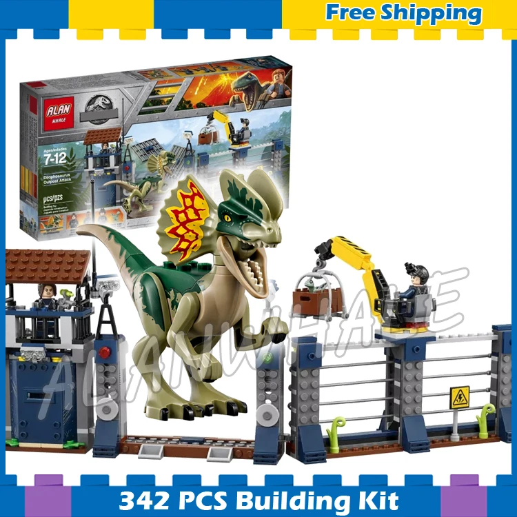 342 шт. Dilophosaurus Outpost Attack Tracker Baby Dino модель строительные блоки подарочные наборы