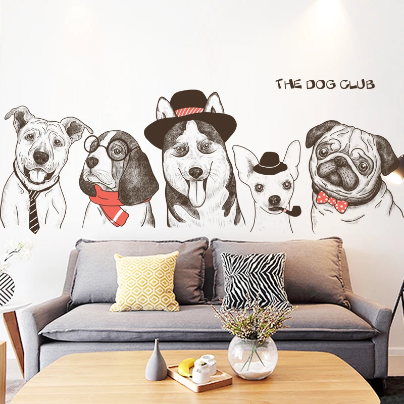 

Creative children's bedroom decorations wallpaper personality hand-painted dog pet shop corridor wall poster