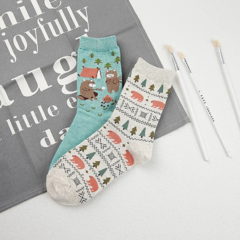 [PEONFLY] Cute Polar bear animals lovely cartoon cotton socks south Korean Creative colorful fashion socks beautiful floor socks