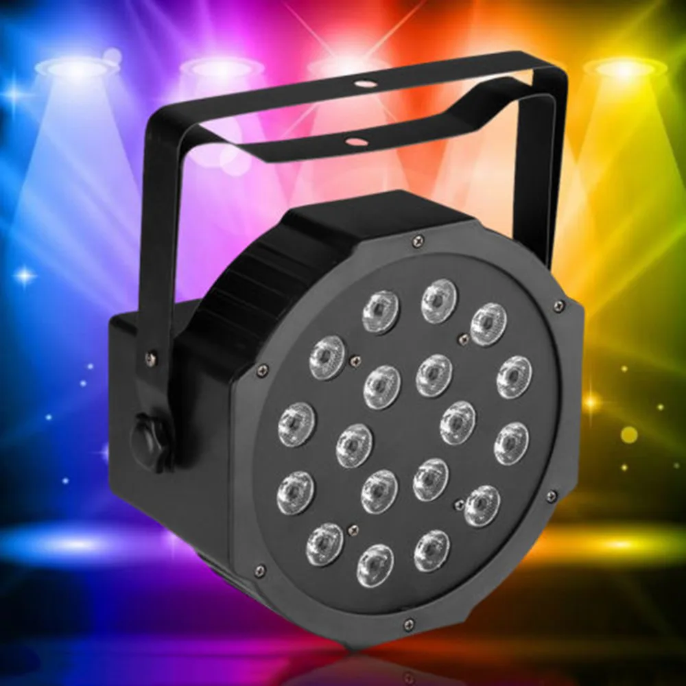 

Hot Style 18 RGB LED Stage Light Disco DJ Bar Effect UP Lighting Show DMX Strobe