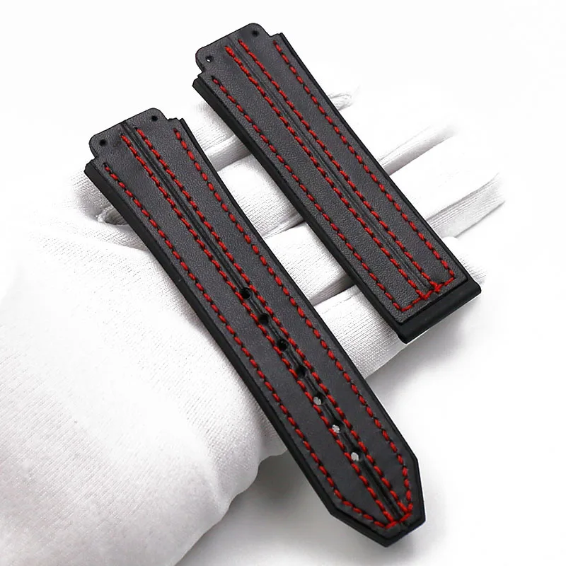 Leather strap men's watch accessories buckle for HUBLOT big bang rubber strap waterproof sports bracelet watch band 19mmx25