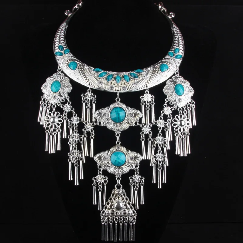 necklaces& pendants Yunnan exaggeration Ethnic Classic pendants Original palace Retro Big collar Miao silver dance accessories