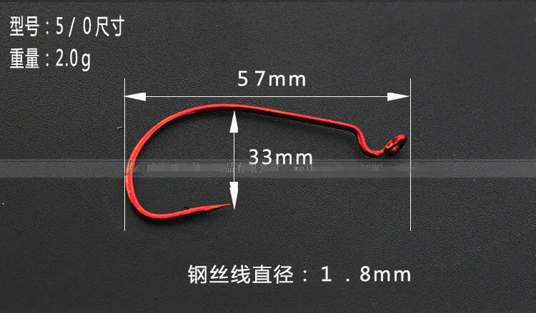 100 шт. рыболовный офсетный крючок червь дропшиппинг широкий зазор колючий рыболовный крючок Щука окунь мягкие приманки 2#-5/0# джиг красный морской пресноводный