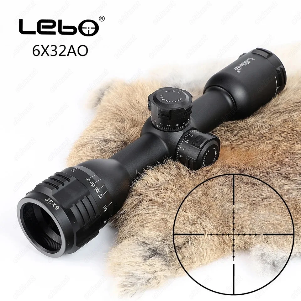 

LEBO 6x32 AO Mil-Dot Glass Etched Reticle Compact Lock Tactical Optical Sight Rifle Scope For Hunting Riflescope
