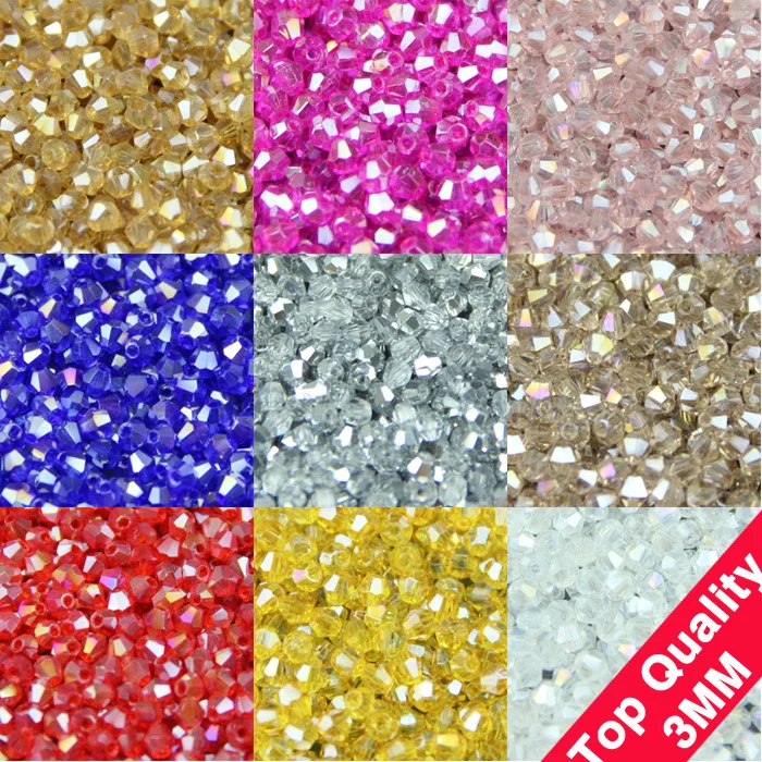 JHNBY 3mm 200pcs AAA Bicone Upscale Austrian crystals beads AB color plating Loose bead bracelet Jewelry Making Accessories DIY